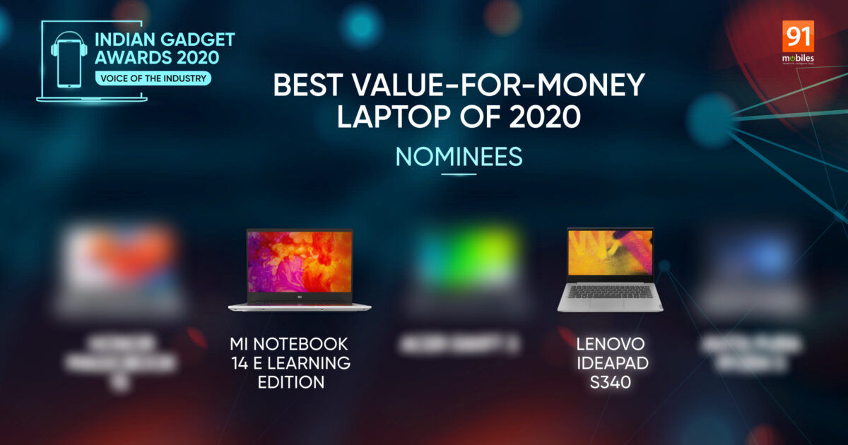 Indian Gadget Awards – Best Value-for-money Laptop of 2020 nominees: Mi Notebook 14 e-Learning Edition vs Lenovo IdeaPad S340 and more