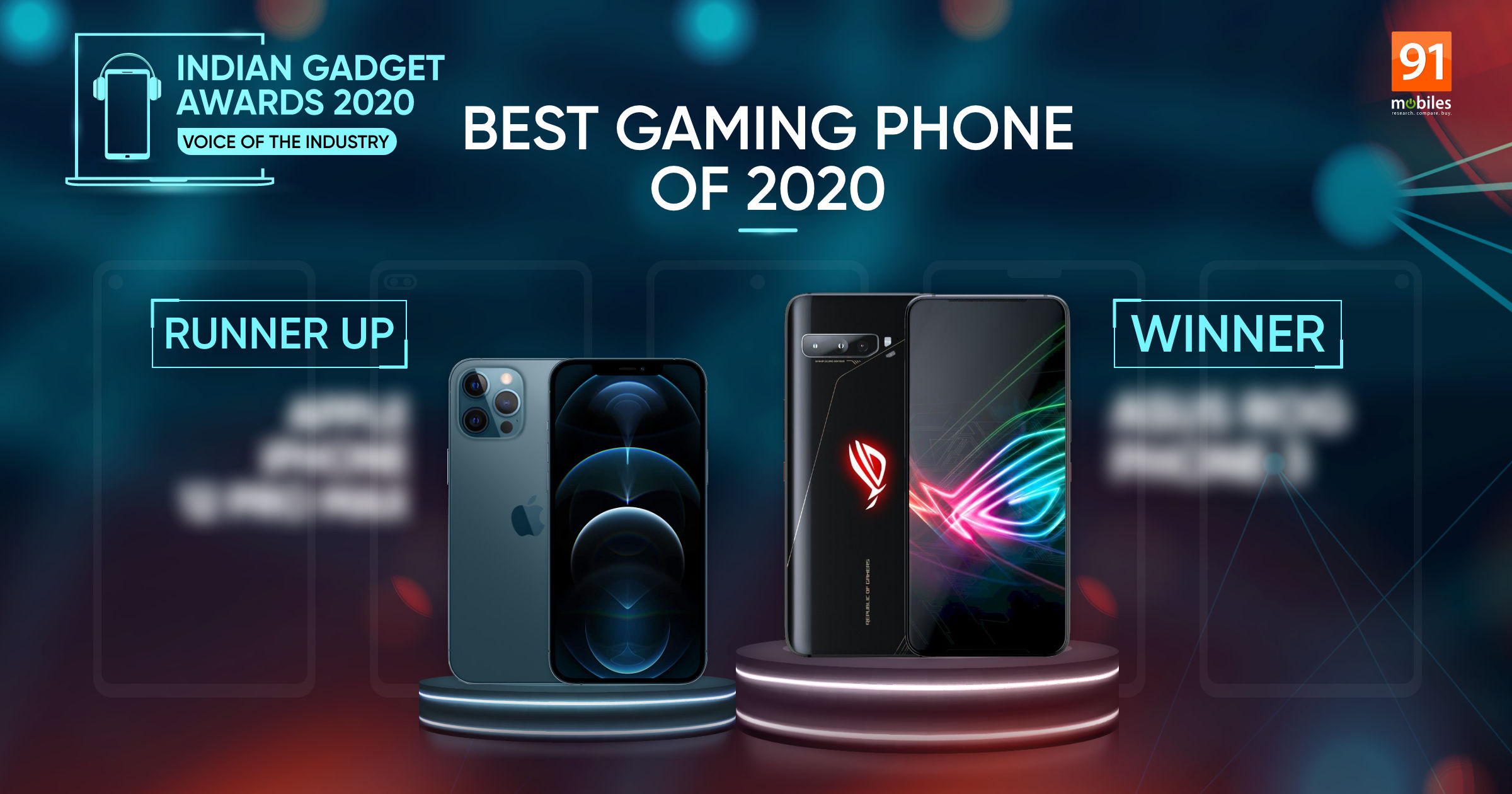 Who wins the tough fight between ASUS ROG Phone 3 and iPhone 12 Pro Max for Best Gaming Phone of 2020 title at Indian Gadget Awards?