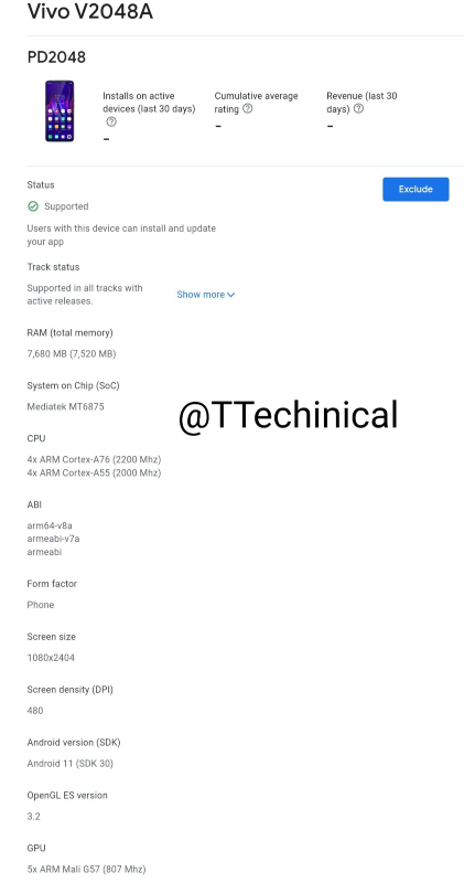 Vivo S7t specs