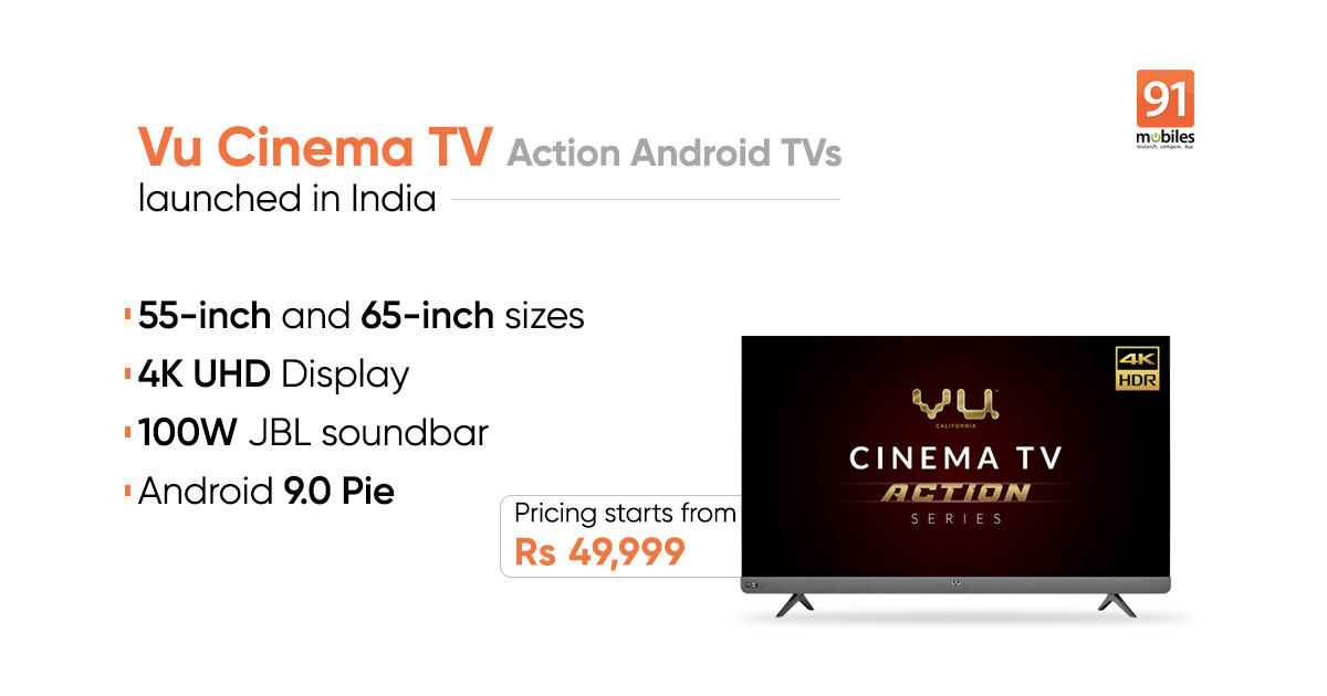 Vu Cinema TV Action series 55-inch and 65-inch launched in India, prices start from Rs 49,999