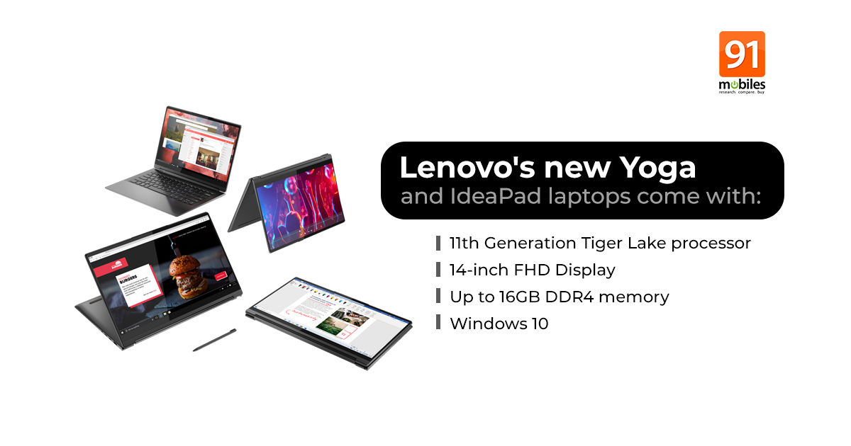 Lenovo IdeaPad Slim 5i, Yoga 7i and Yoga 9i laptops launched in India with 11th generation Intel Tiger Lake CPUs