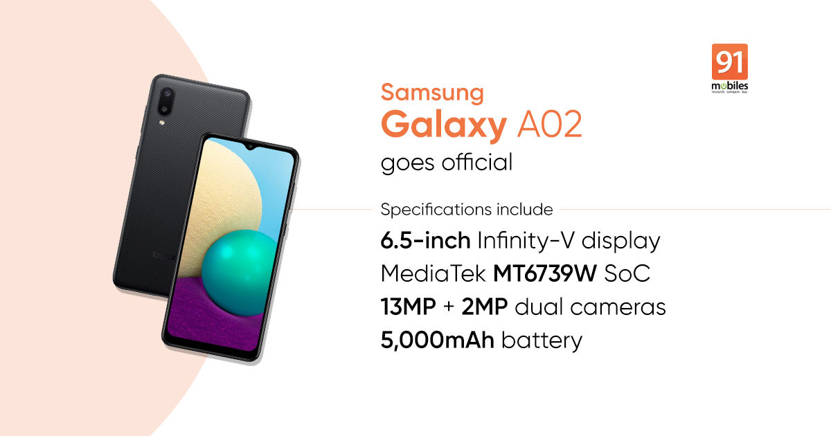 Samsung Galaxy A02 launched with 6.5-inch display, 5,000mAh battery, and more