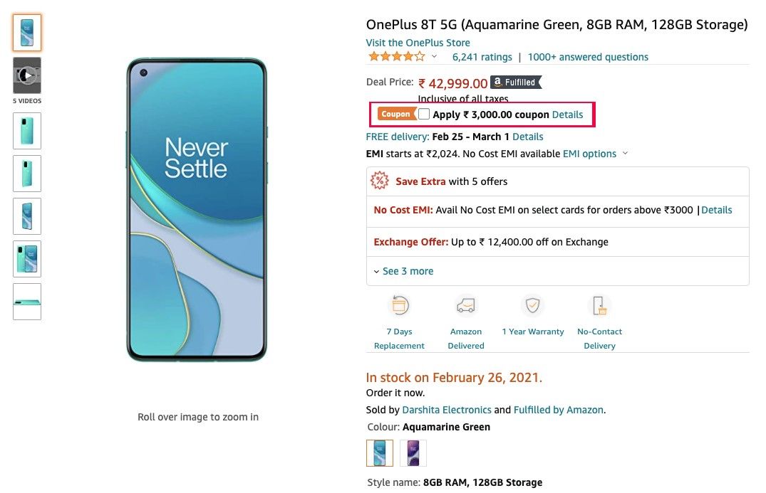 OnePlus 8T Price Discount Amazon Sale
