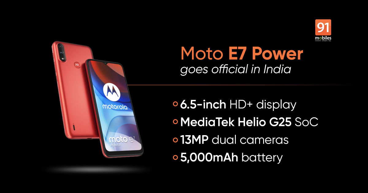 Moto E7 Power launched in India with 5,000mAh battery, 6.5-inch display: price, specs