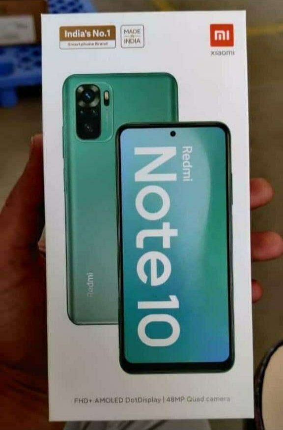 Redmi Note 10 specifications on retail box