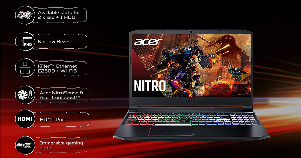 Acer Nitro 5 gaming laptop with 10th Gen Intel processors 