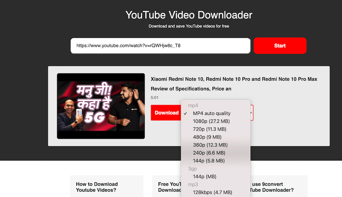 9Convert: A free and easy-to-use YouTube downloader | 91mobiles.com