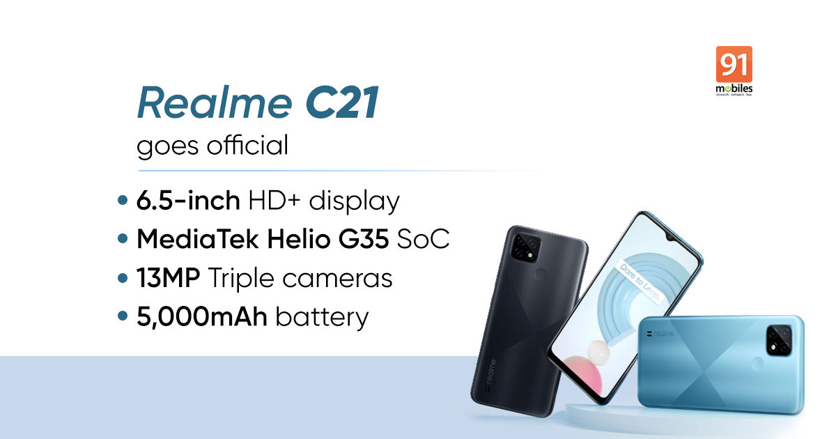 Realme C21 launched: 5,000mAh battery, triple cameras, and more at around Rs 9,000
