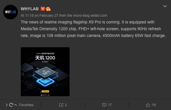 Realme X9 Pro specs leak