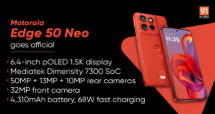 Motorola Edge 50 Neo with MediaTek Dimensity 7300 SoC, 4,310mAh battery launched in the UK: price, specs