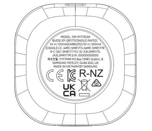 Samsung Galaxy Buds 2 (SM-R177) FCC label Image