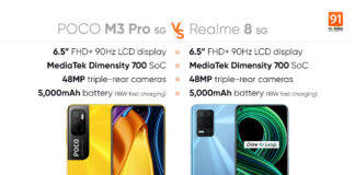 POCO M3 Pro 5G vs Realme 8 5G