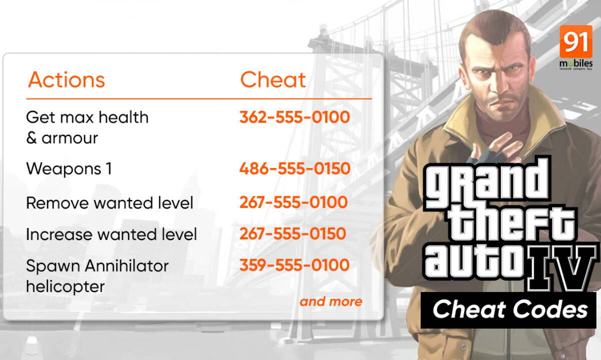 GTA 4 cheats: list of all codes for PC, PS3, PS4, PS5 and Xbox |  91mobiles.com