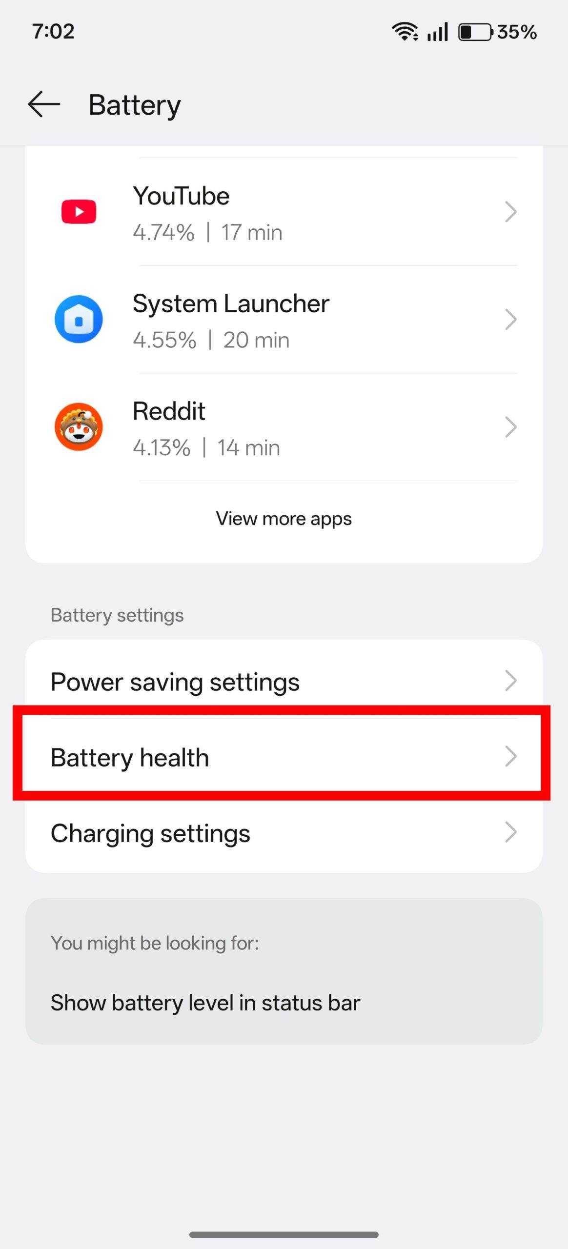 Check phone battery health on OnePlus OPPO Realme