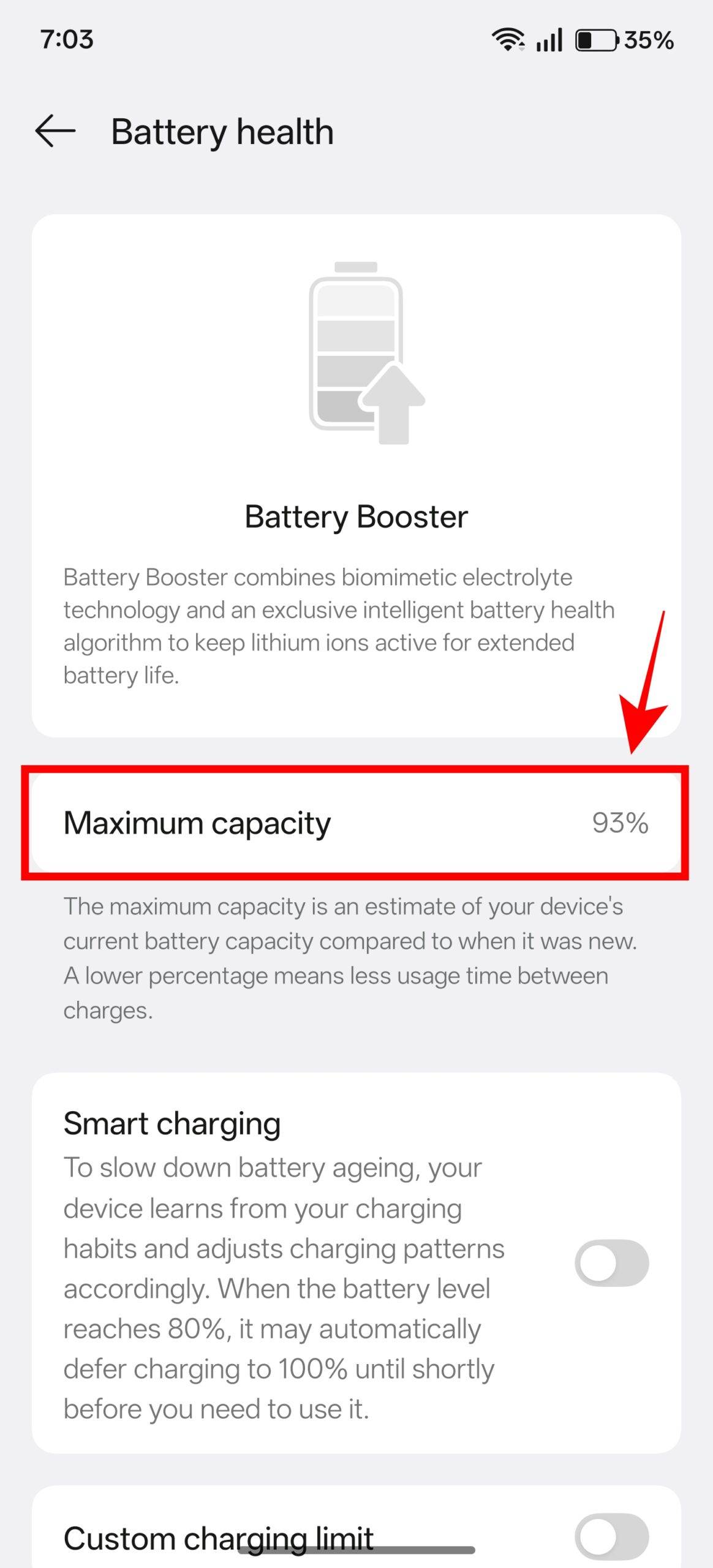 Check phone battery health on OnePlus OPPO Realme