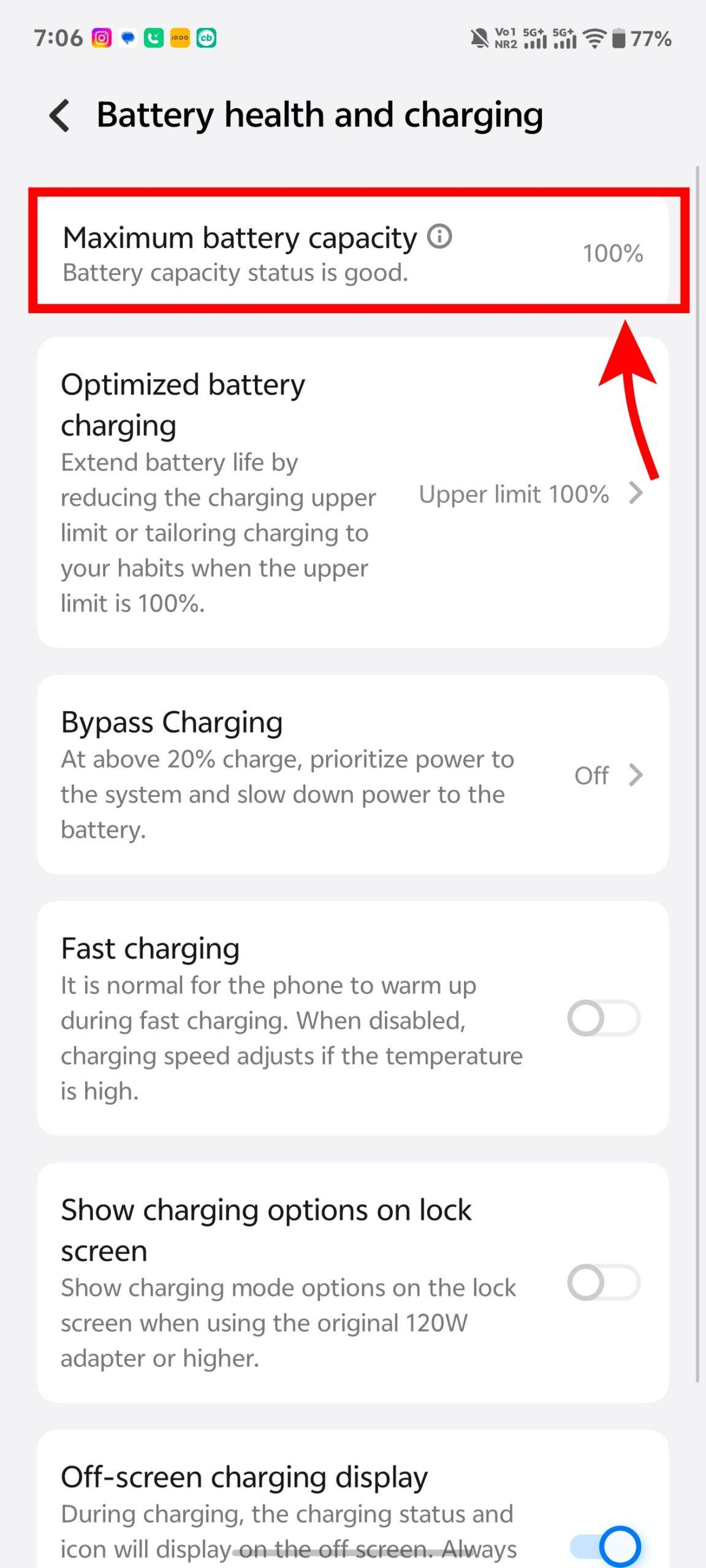 Check phone battery health on Vivo iQOO
