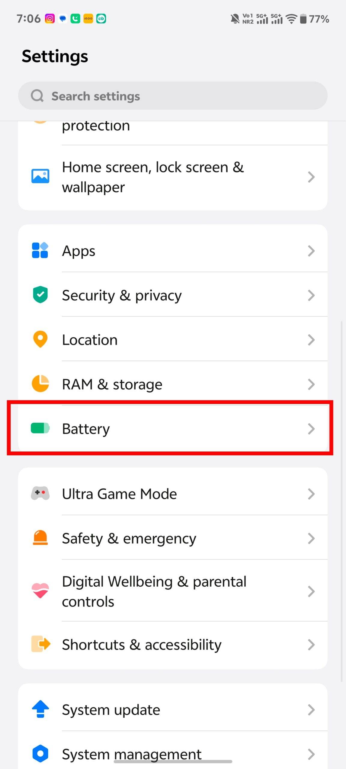Check phone battery health on Vivo iQOO