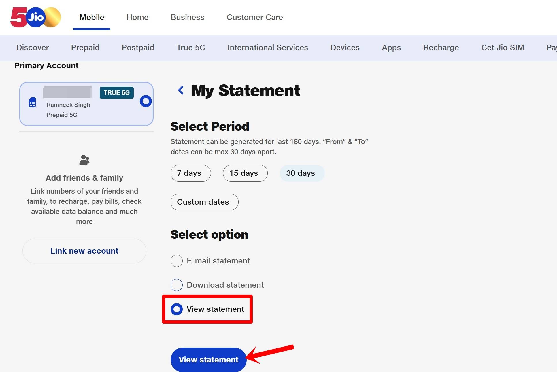Check Jio call history using website