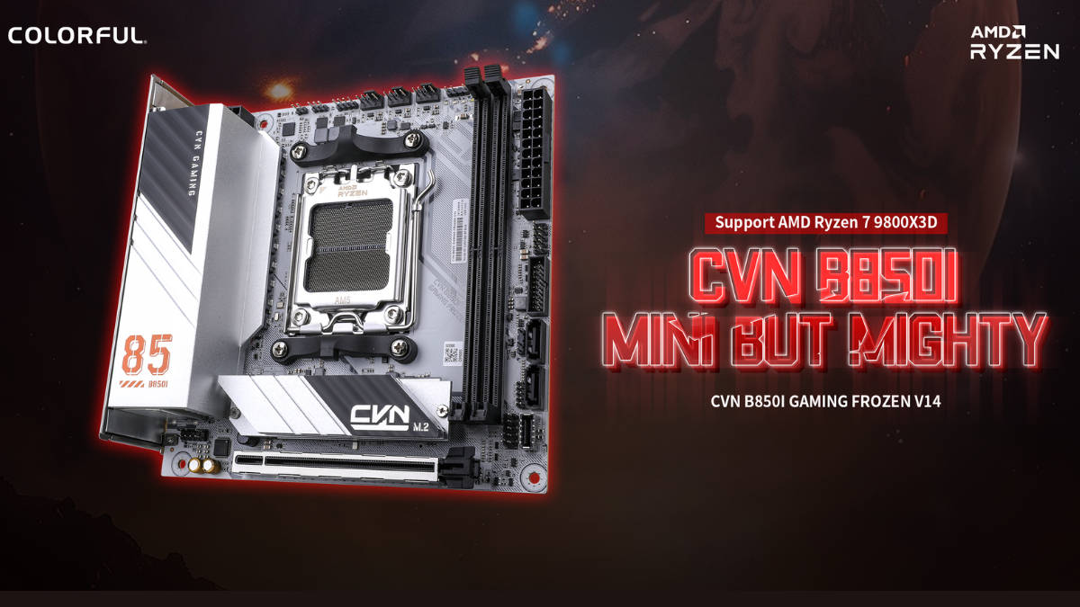 Colorful CVN B580I Gaming Frozen motherboard with support