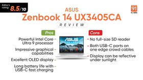 ASUS Zenbook 14 UX3405CA Review: Core Ultra Power, OLED Finesse