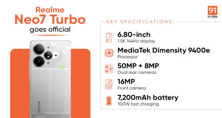 Realme Neo7 Turbo with MediaTek Dimensity 9400e, 7200mAh battery launched in China: price, specifications