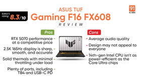 ASUS TUF Gaming F16 FX608 Review: No-nonsense RTX 5070 performance?