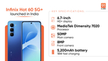 Infinix Hot 60 5G+ with MediaTek Dimensity 7020, IP64 rating launched in India: price, specifications