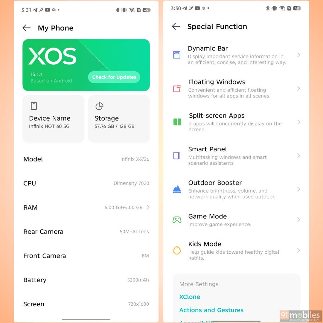 Infinix Hot 60 software
