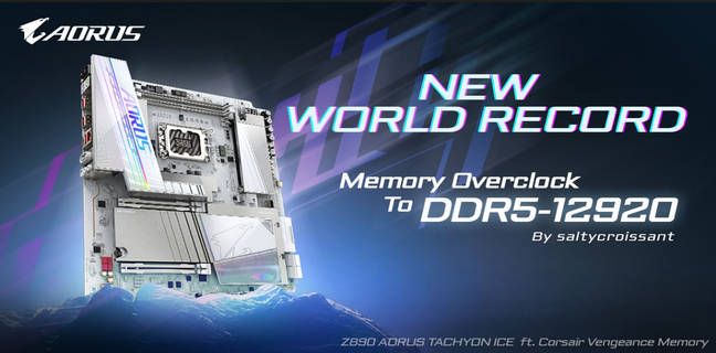 Gigabyte sets new DDR5 overclocking world record at 12,920 MT/s