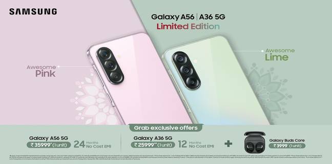 Samsung Galaxy A56 5G, Galaxy A36 5G get new colour options; offers across Galaxy A series Galaxy A56 5G and Galaxy A36 5G
