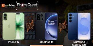 91mobiles Photo Quest: OnePlus 15 vs Galaxy S25 vs iPhone 17