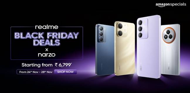 Realme Black Friday sale goes live with discounts on Realme GT 7, Narzo 80 Lite 5G, and more