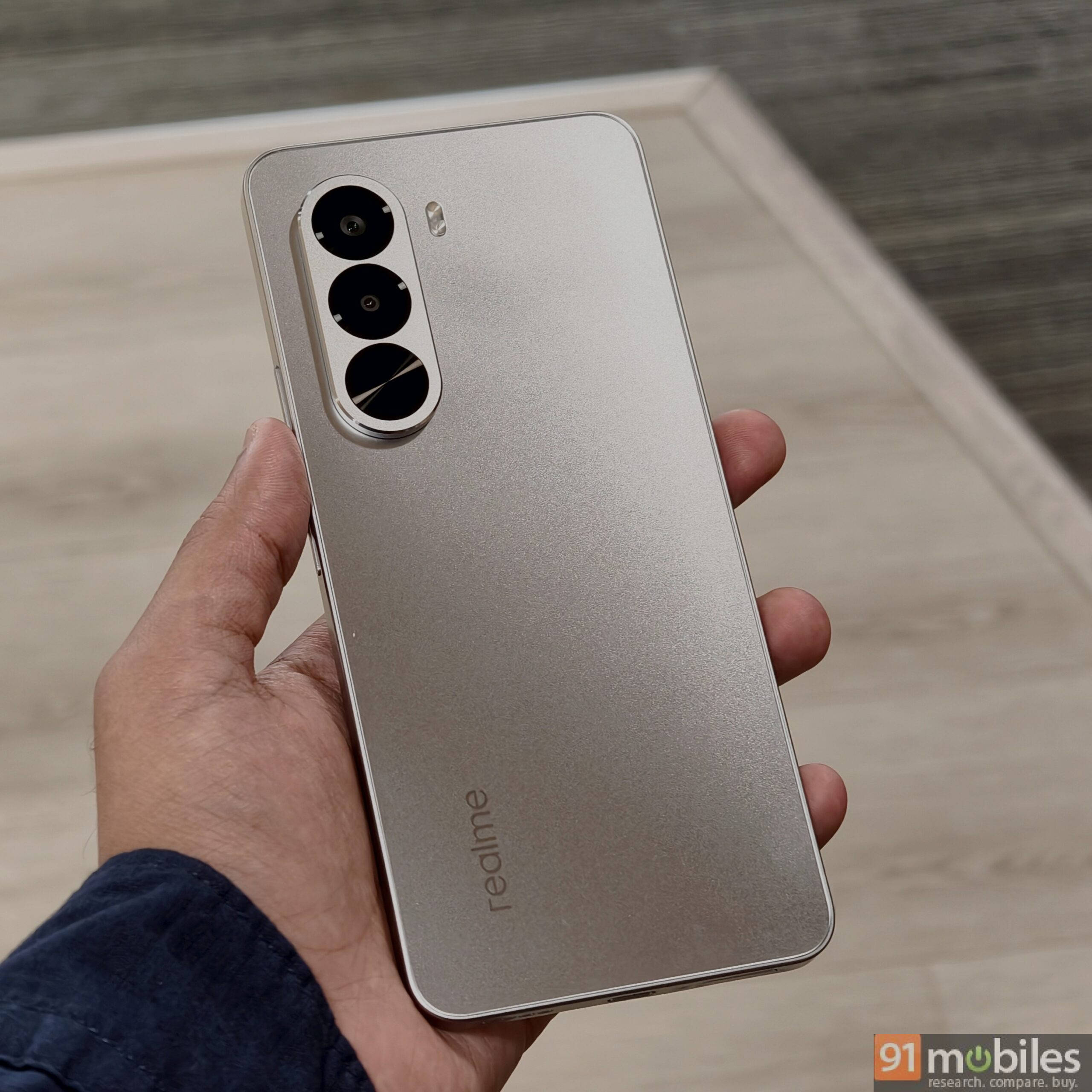 Realme P4x in-hand design