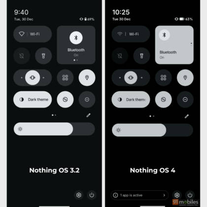 Nothing OS 4 notification panel