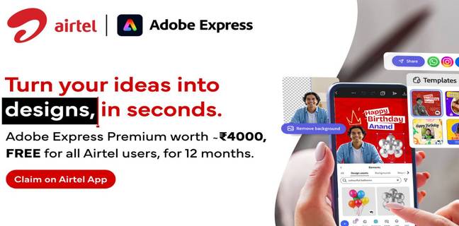 After Perplexity Pro, Airtel users now get free access to Adobe Express Premium for one year