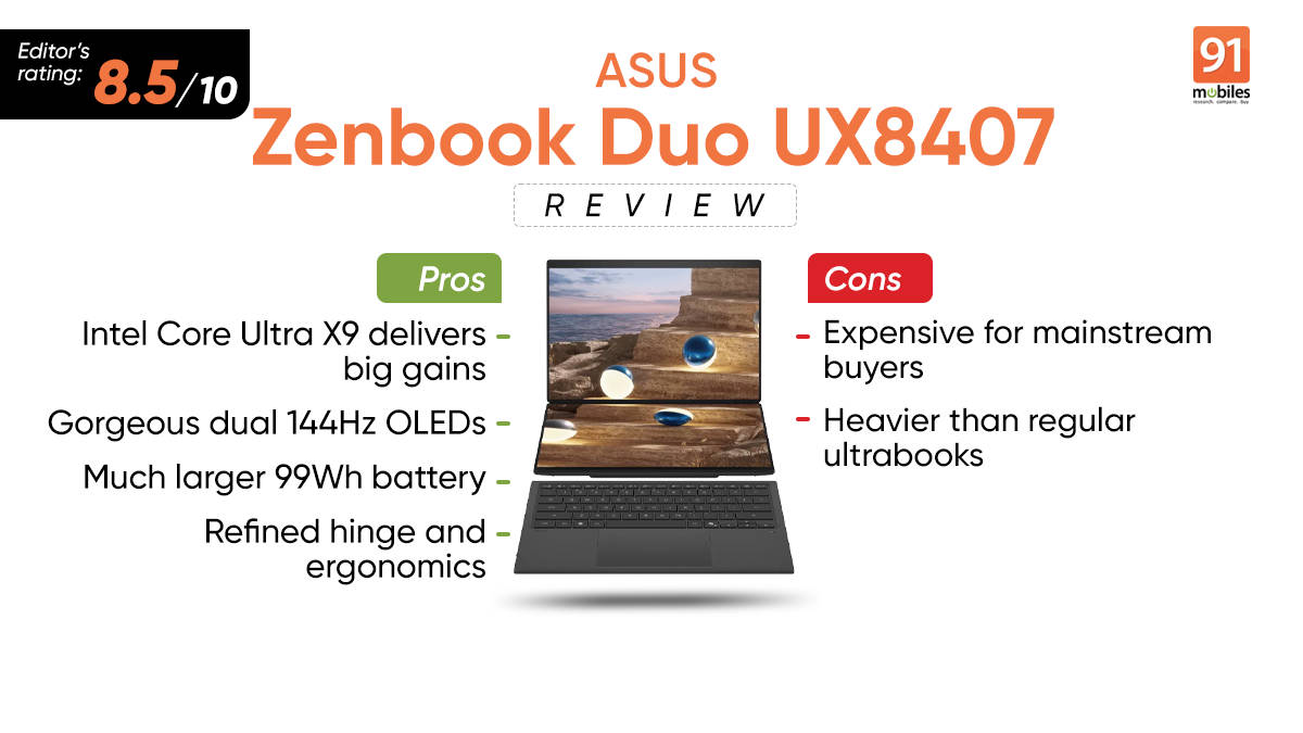 ASUS ZenBook Duo UX8407 Review: Panther Lake roars across two brilliant screens