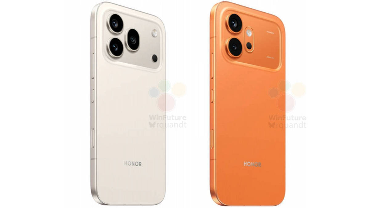 Honor 600, 600 Pro renders leak with iPhone 17 Pro-style camera bar and orange finish