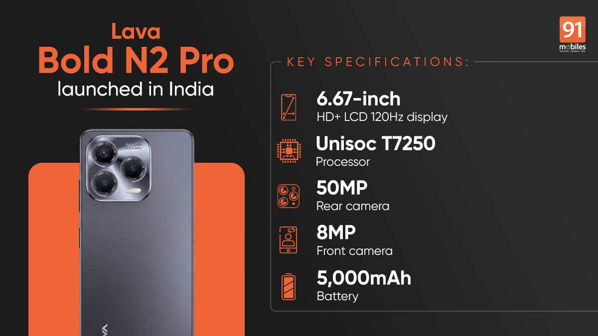 Lava Bold N2 Pro launched in India with 120Hz display, 128GB storage, clean software under Rs 8,000