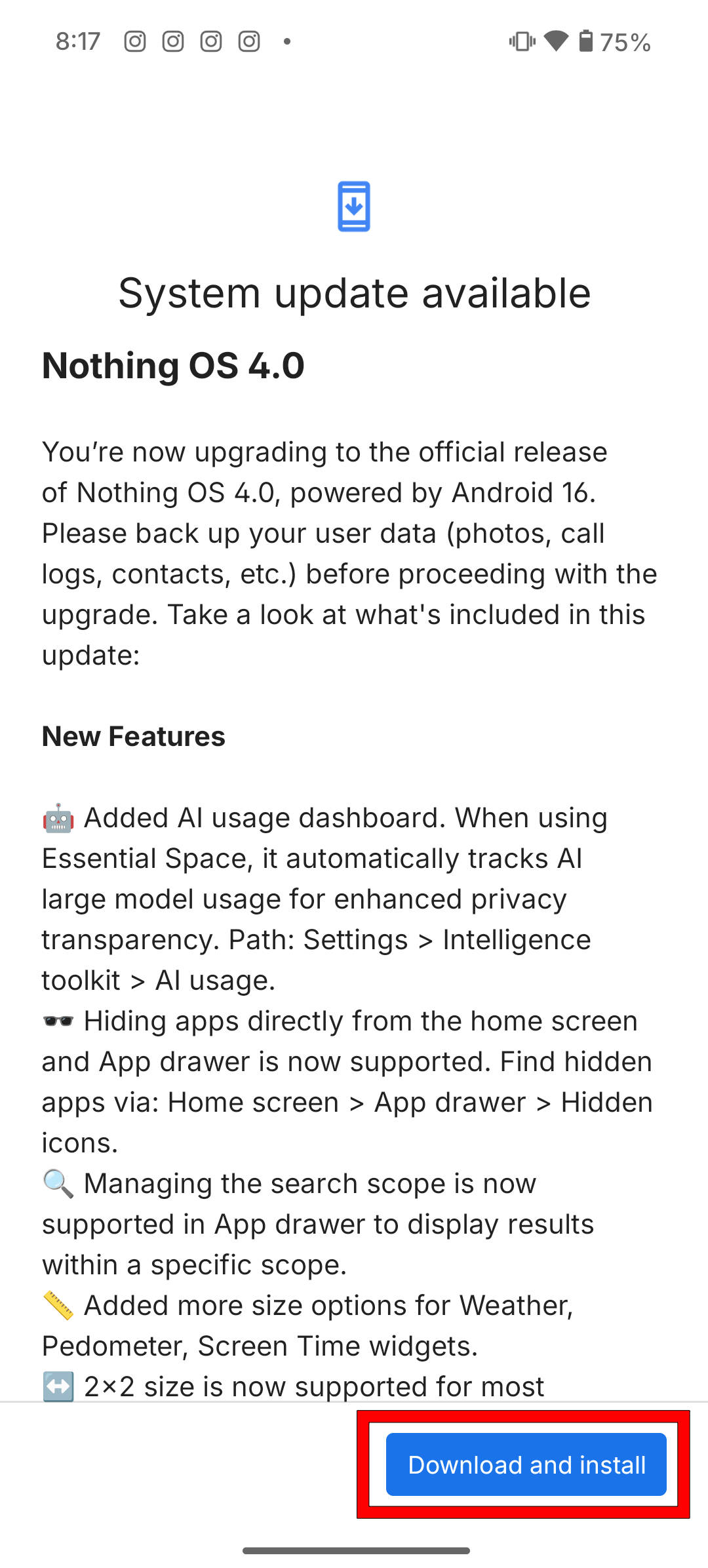 Update to Nothing OS 4