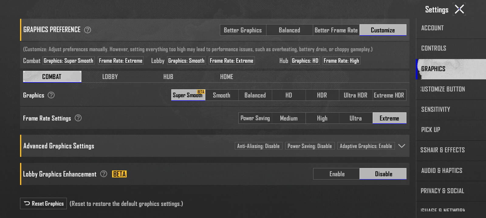 Ai+ Nova 2 BGMI settings