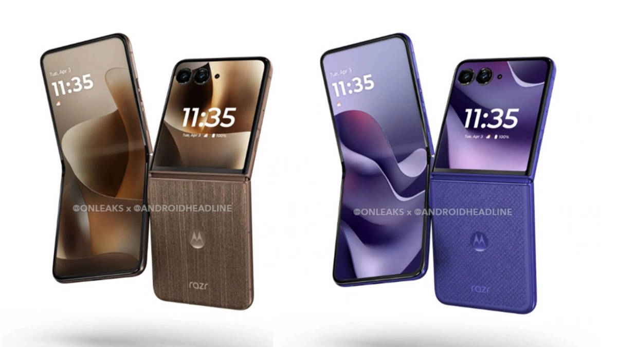 Motorola Razr 70 Ultra renders leak in wood and Alcantara finishes, show off design