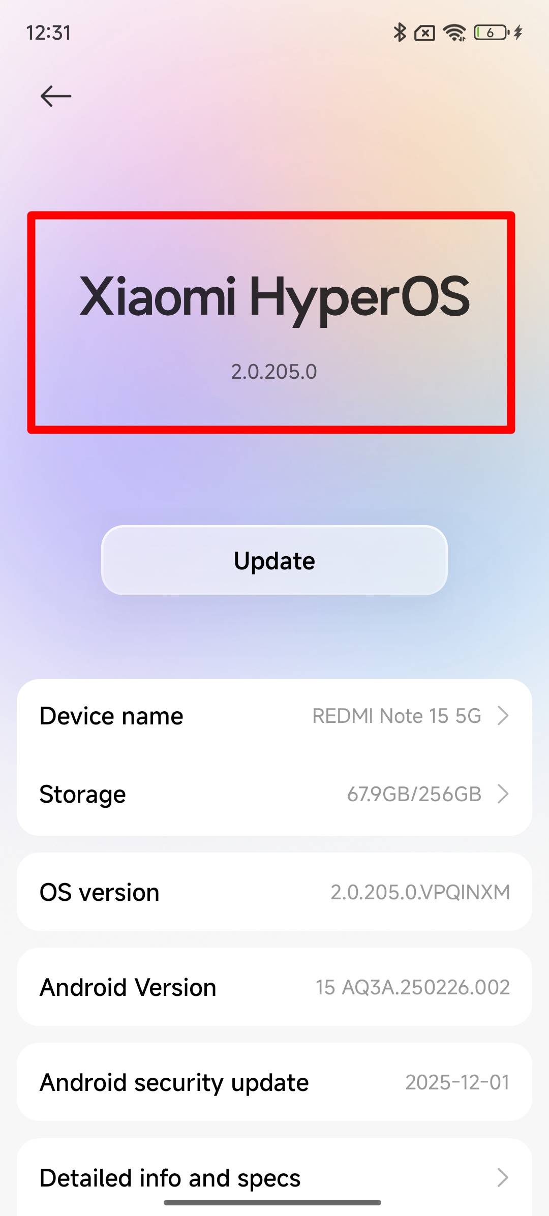 Update to HyperOS 3: Click on Update