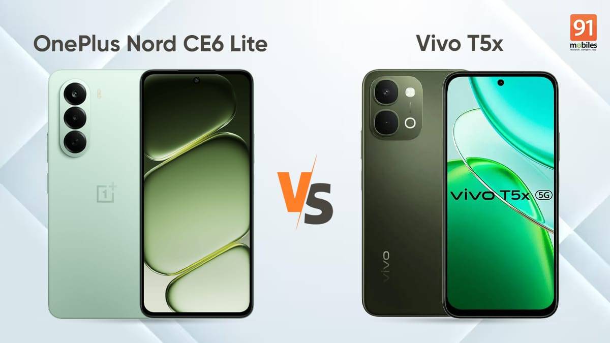 OnePlus Nord CE 6 Lite and Vivo T5x compared: which phone should you pick under Rs 25,000?