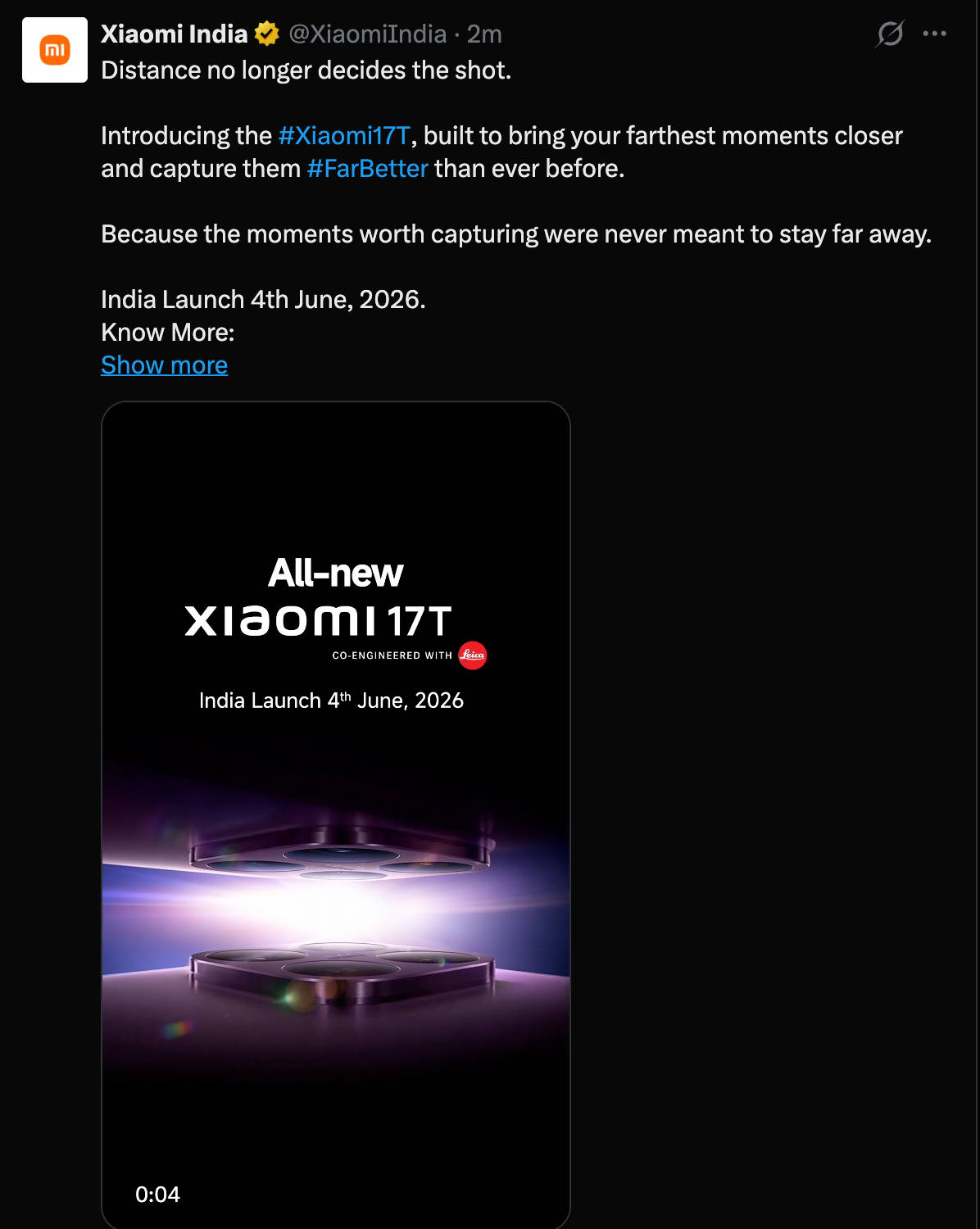 Xiaomi 17T launch date