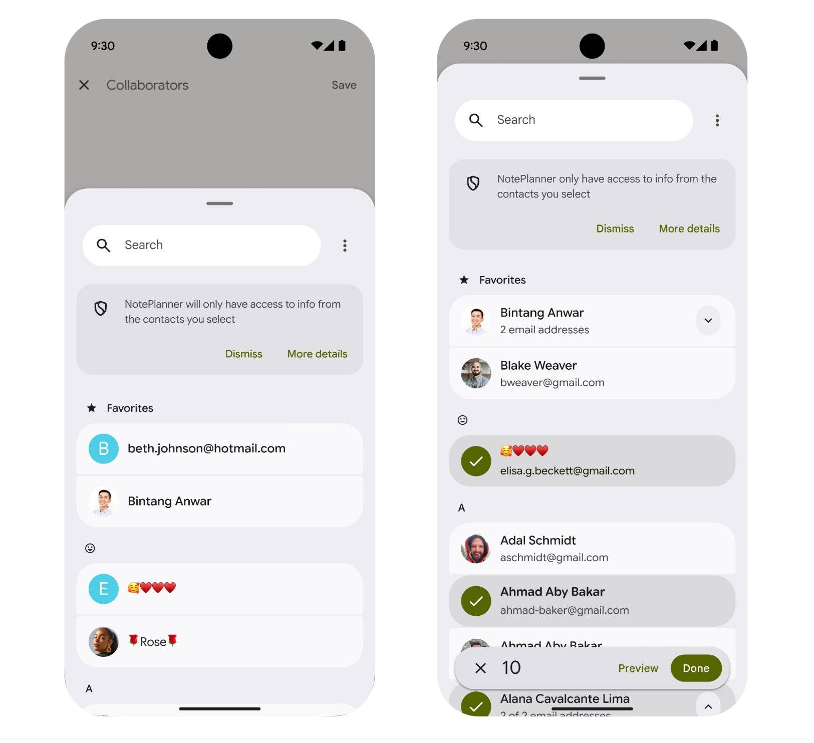 Android 17 contacts picker