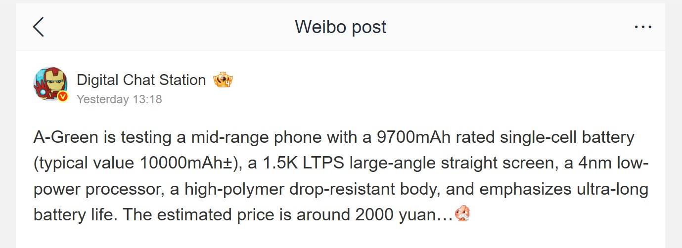 OPPO A series phone with 10,000mAh battery