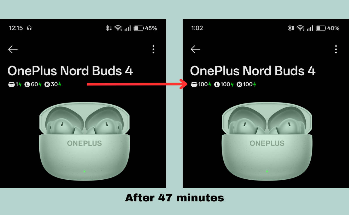 OnePlus Nord Buds 4 charging test