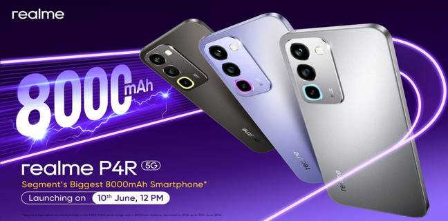 Realme P4R to launch in India on June 10th with 8000mAh battery, 50MP AI camera
