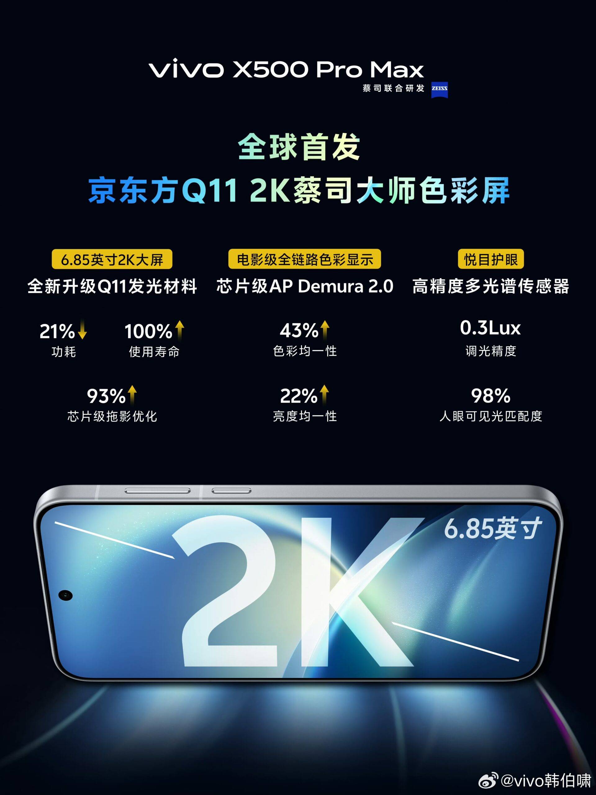 Vivo X500 pro max display details