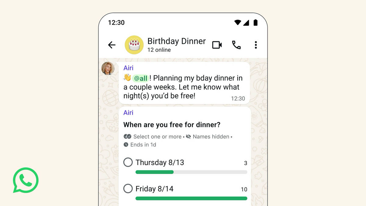 WhatsApp rolls out poll deadlines, @all mentions and other group chat upgrades